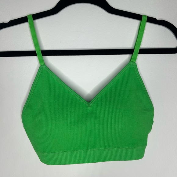 Spiritual Gangster Green Ribbed Sports Bra - Picture 1 of 4